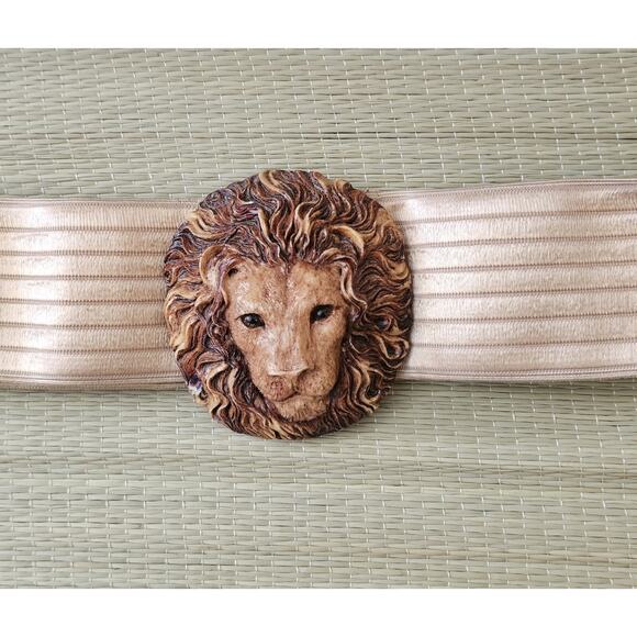 Detailed Lion Lioness Head 3D Realistic Belt Buckle And Stretch Belt - Picture 1 of 7